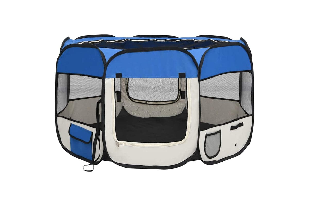 Vidaxl Foldable Dog Playpen With Carrying Bag Blue 110x110x58 Cm