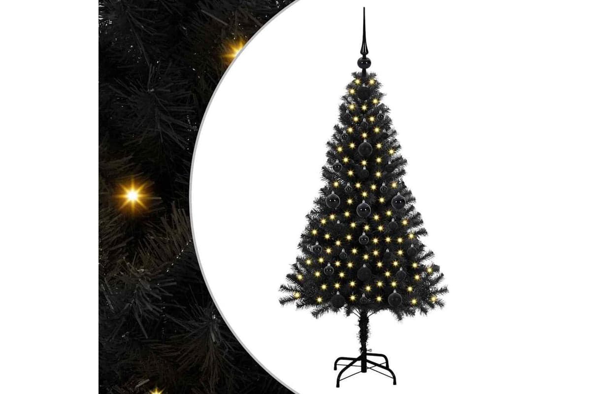 Vidaxl Christmas Tree With 150 Leds With Stand Black 120 Cm Pvc