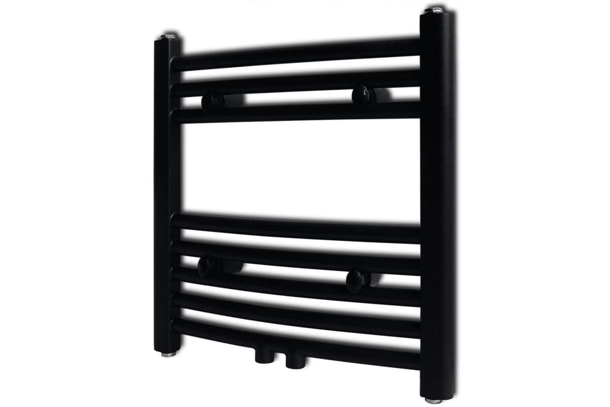 Vidaxl 141912 Black Bathroom Central Heating Towel Rail Radiator Curve 480x480mm