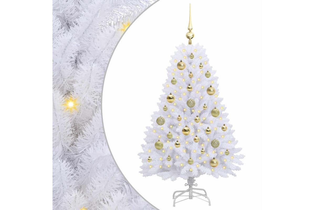 Vidaxl Artificial Hinged Christmas Tree White 120 Cm Pvc And Steel