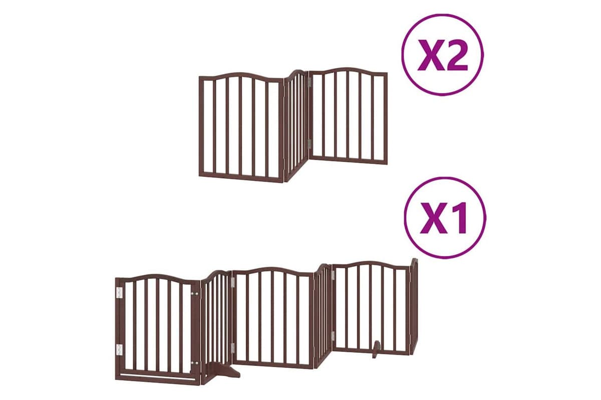 Vidaxl Dog Gate With Door Foldable 12 Panels Brown 600 Cm Poplar Wood