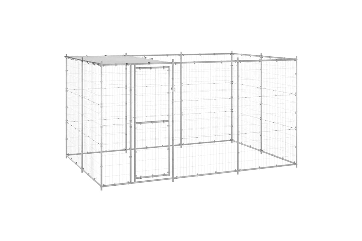 Vidaxl 3082303 Outdoor Dog Kennel Galvanised Steel With Roof 7.26 M2