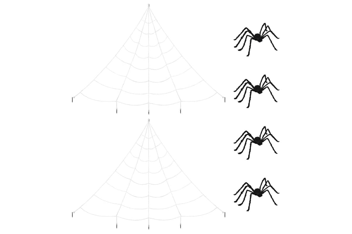 Vidaxl Halloween Spider Decoration With Webs 4 Pcs Black White 150 Cm