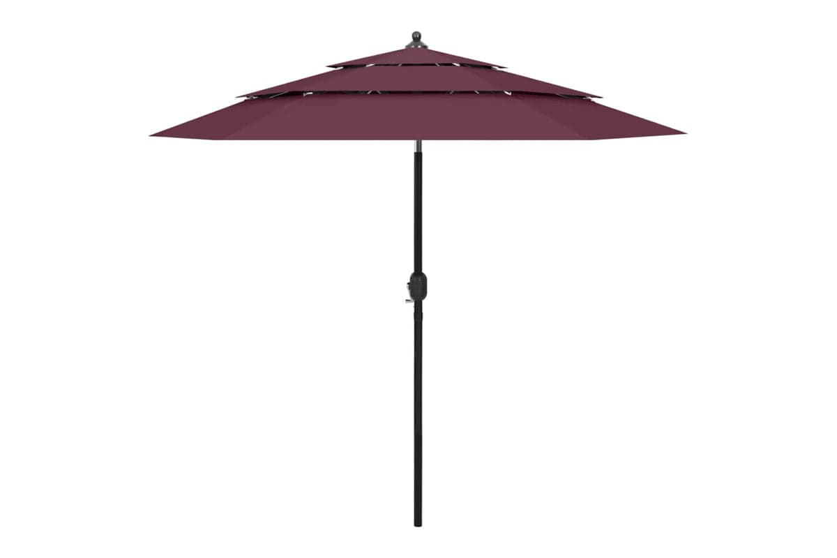 Vidaxl 313864 3-tier Parasol With Aluminium Pole Bordeaux Red 2.5 M