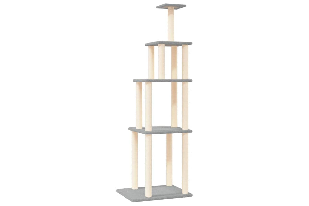 Cat Tree With Sisal Scratching Posts Light Grey 183 Cm