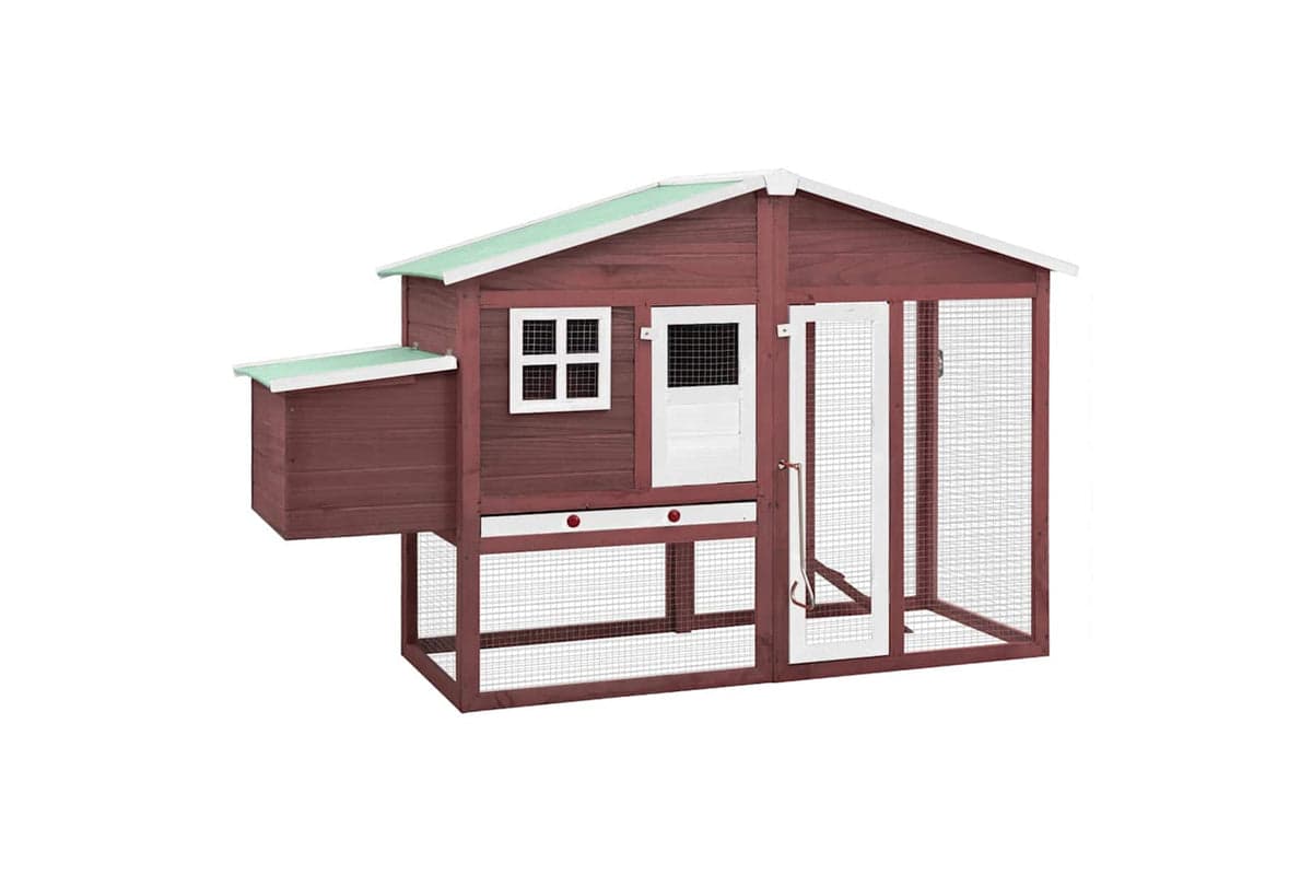 Vidaxl 170866 Chicken Coop With Nest Box Mocha And White Solid Fir Wood