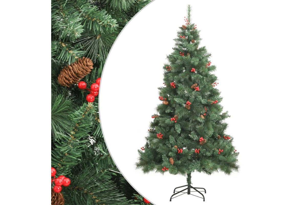 Vidaxl Artificial Hinged Christmas Tree With Cones And Berries 240 Cm