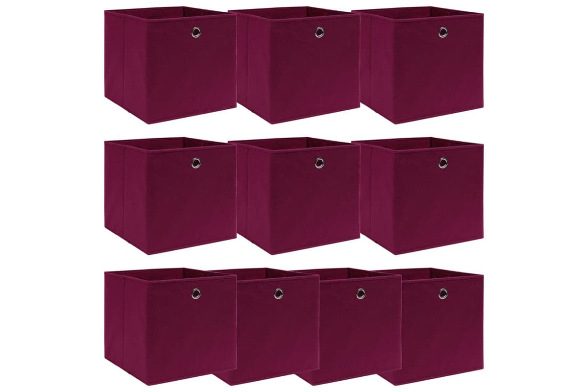 Vidaxl 288343 Storage Boxes 10 Pcs Dark Red 32x32x32 Cm Fabric
