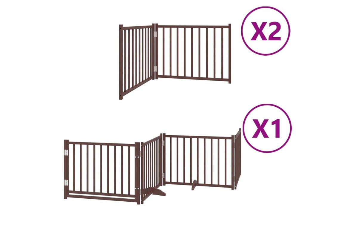 Vidaxl Dog Gate With Door Foldable 8 Panels Brown 640 Cm Poplar Wood