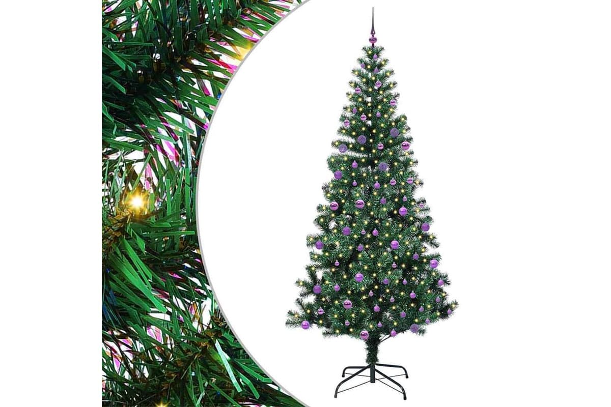 Vidaxl Artificial Pre-lit Christmas Tree Green 240 Cm Pvc And Metal