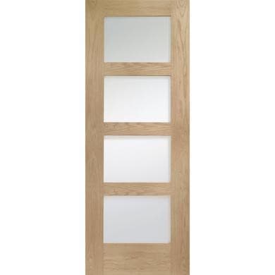 Internal Oak 4-Panel Shaker Door with Clear Glass - Pre-Finished - 4 Light - XL Joinery