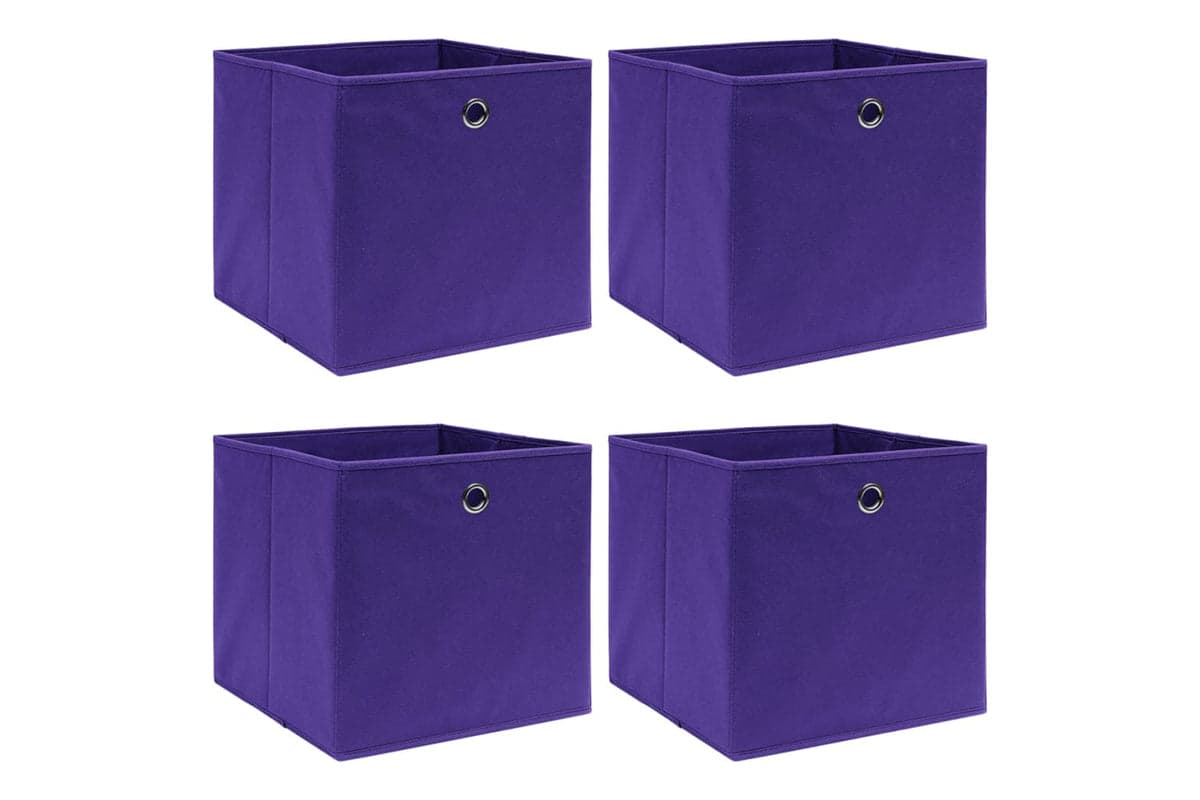 vidaXL 325211 Storage Boxes 4 Pcs Non-woven Fabric 28x28x28cm Purple