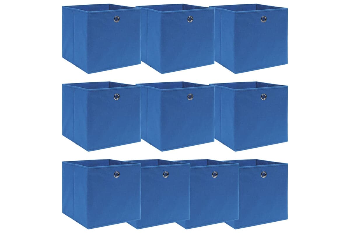 Vidaxl 288339 Storage Boxes 10 Pcs Blue 32x32x32 Cm Fabric