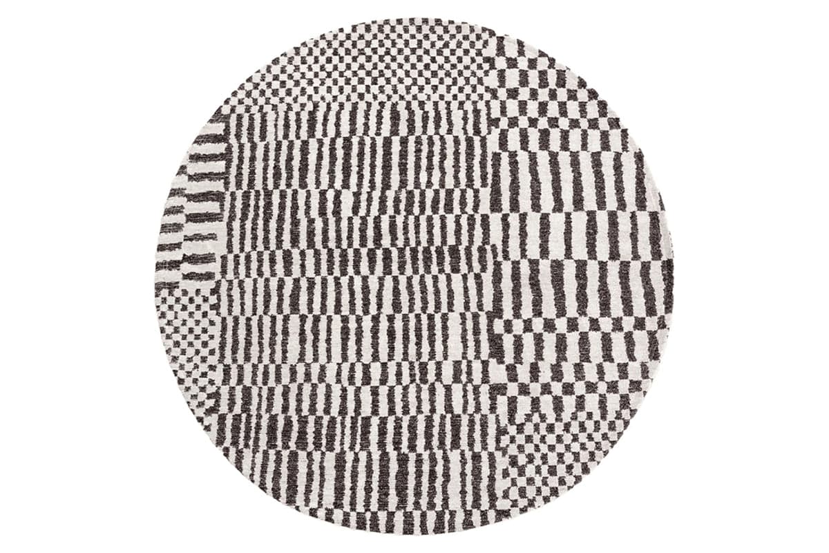Louis De Poortere | Berber Caidal Indoor Eco Round Rug | Black/White | 140 x 140 cm