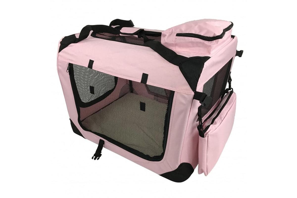 RayGar Folding Soft Crate Pet Carrier Bag | Pink | Medium