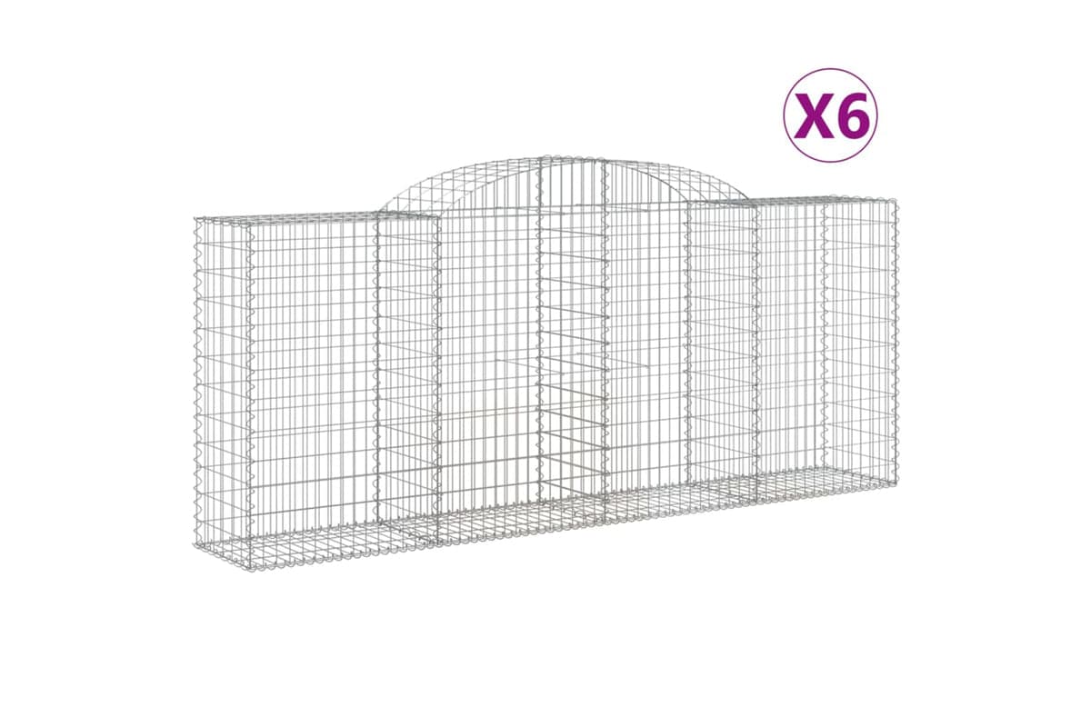 vidaXL 3146723 Arched Gabion Baskets 6 Pcs 300x50x120/140cm Galvanised Iron