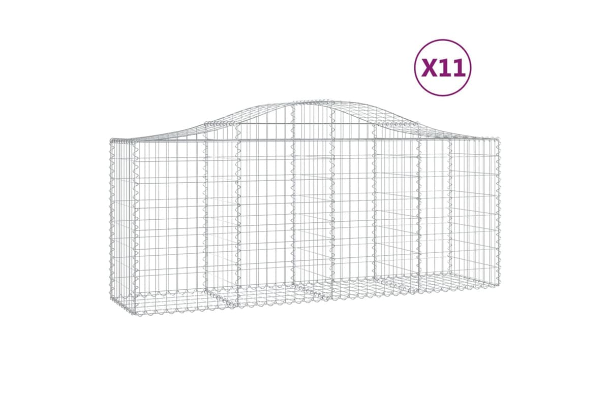 vidaXL 3145628 Arched Gabion Baskets 11 Pcs 200x50x80/100cm Galvanised Iron