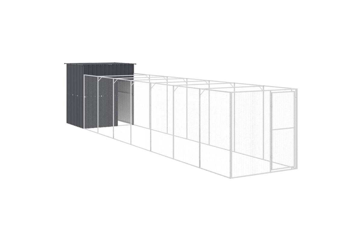 vidaXL 3189101 Dog House With Run Anthracite 165x863x181cm Galvanised Steel