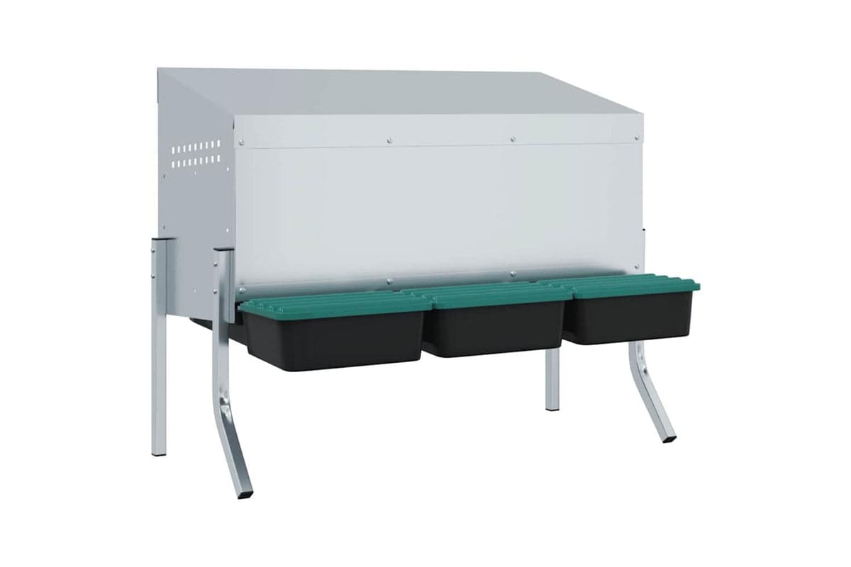 Vidaxl Chicken Nesting Box 3 Compartments With Legs Galvanised Steel
