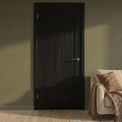 Internal Black Door with Reeded Panel - Pre-Finished - 1981 x 762 x 35mm - Salerno - XL Joinery