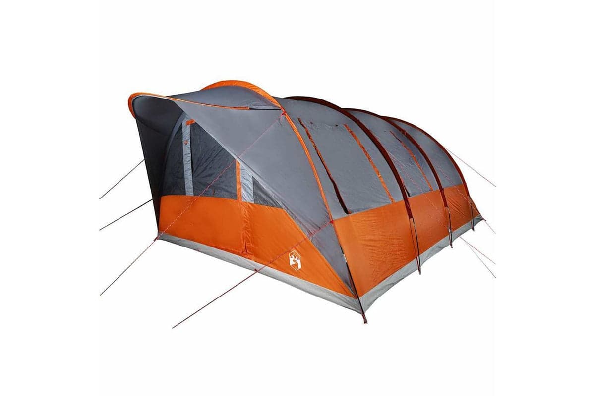 Vidaxl Family Tent Tunnel 7-person Grey And Orange Waterproof
