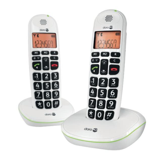 Doro PhoneEasy 100W DECT Cordless Phone with Amplified Sound and Big Buttons (Twin Set/White) | 5551