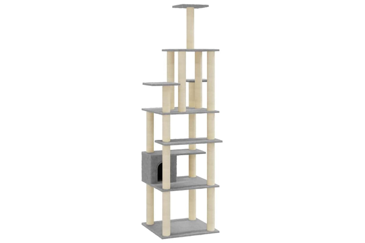 Cat Tree With Sisal Scratching Posts Light Grey 183 Cm