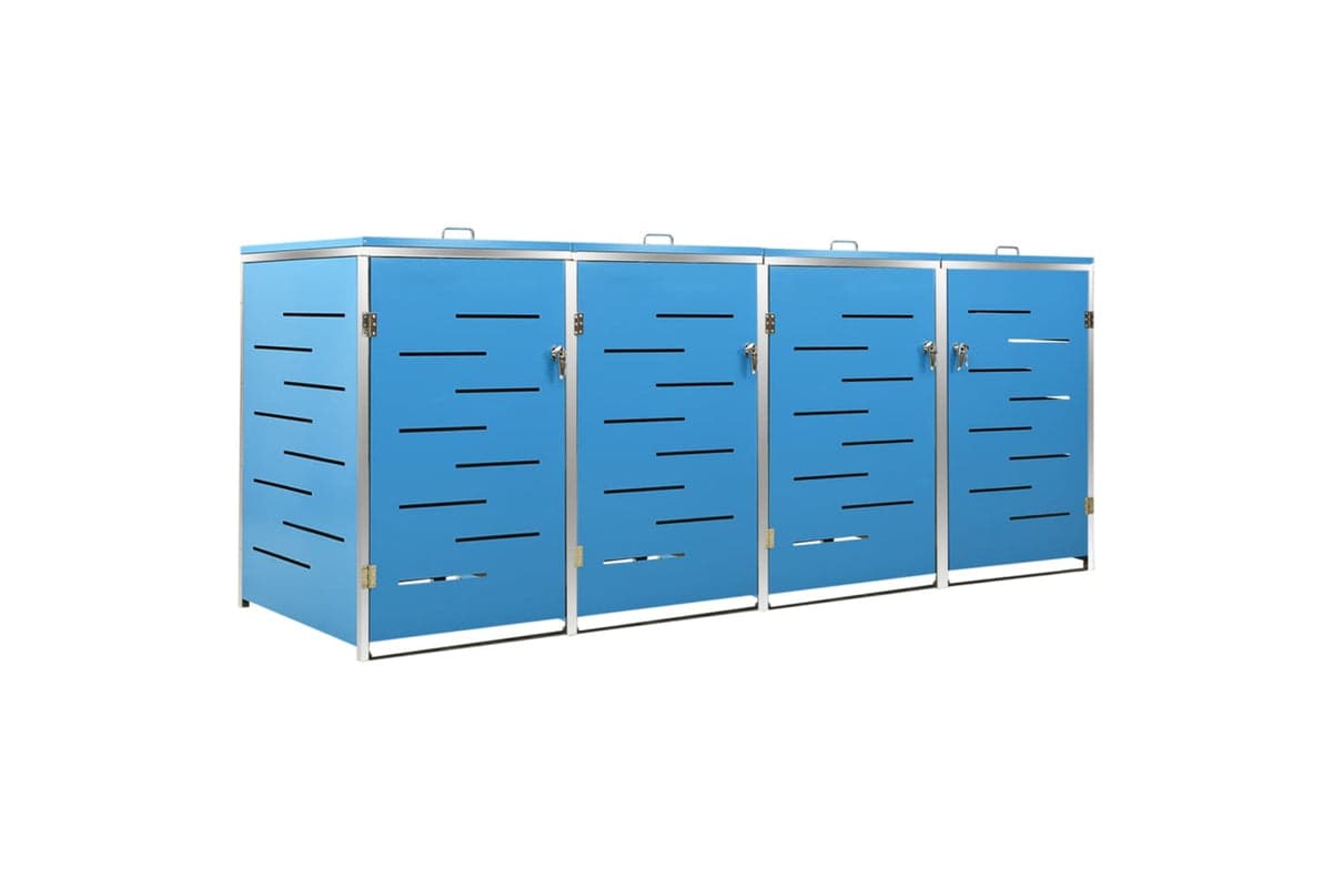 vidaXL Quadruple Wheelie Bin Shed 276.5x77.5x112.5cm Stainless Steel