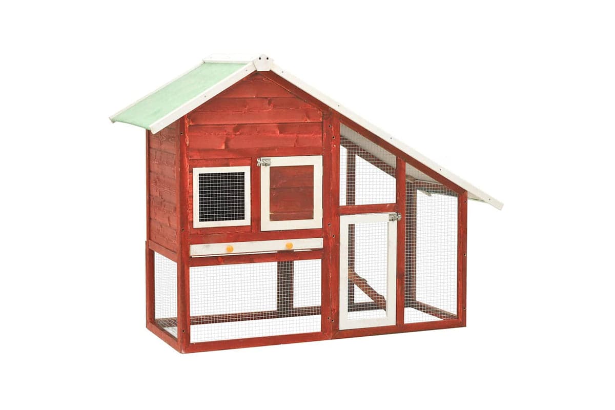 vidaXL 170871 Rabbit Hutch Red And White 140x63x120cm Solid Firwood