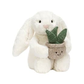Cream Bunny With Plant 31cm