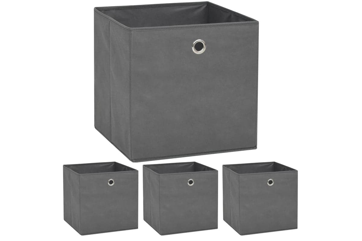 vidaXL 245747 Storage Boxes 4 Pcs Non-woven Fabric 32x32x32cm Grey
