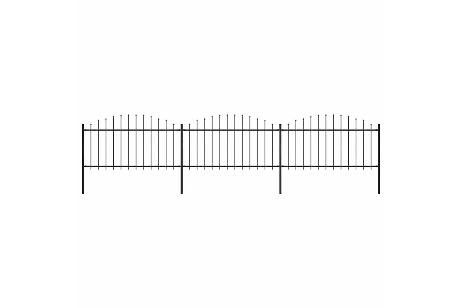 Vidaxl 277732 Garden Fence With Spear Top Steel (1.25-1.5)x5.1 M Black