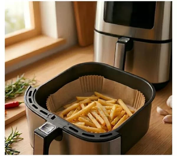 LOGIK LAFRSQPPR27 Air Fryer Disposable Square Paper Liners - Pack of 60, Brown