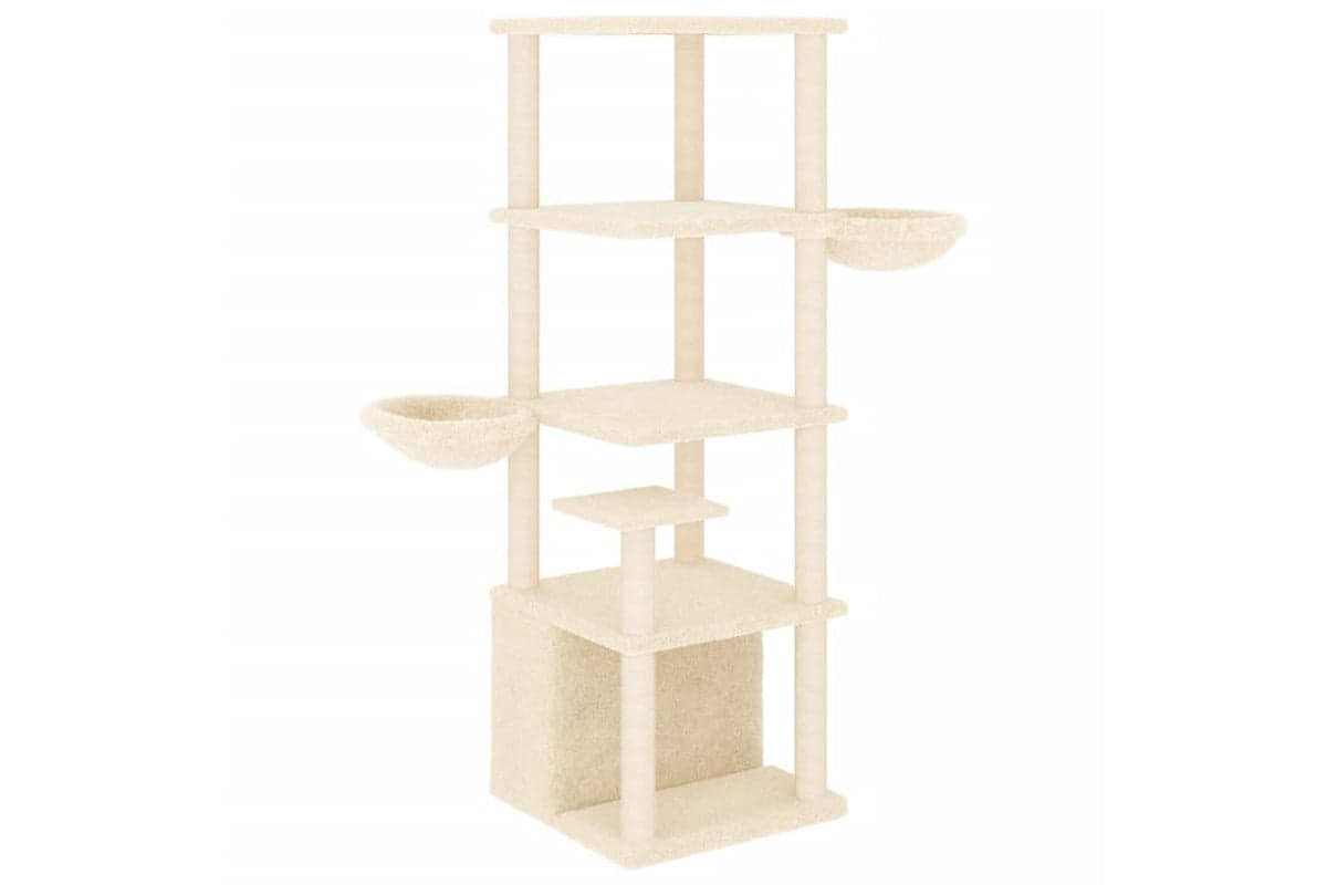 Cat Tree With Sisal Scratching Posts Cream 147 Cm