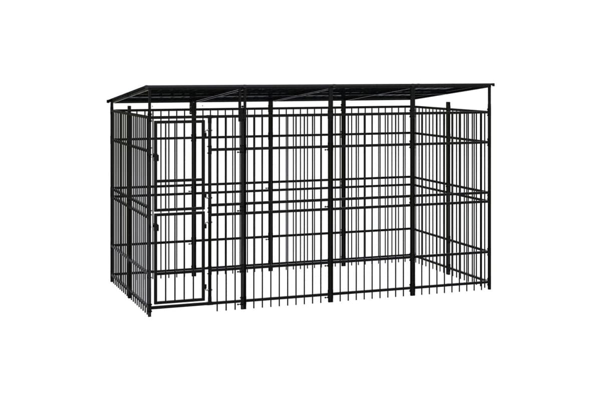 Vidaxl Outdoor Dog Kennel With Roof Steel 737 M