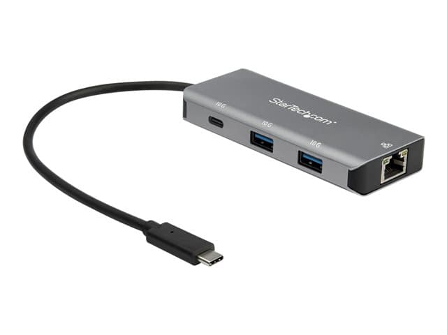 STARTECH.COM - Startech 3 Port USB C Hub with Gigabit Ethernet RJ45 GbE Port, 2x USB-A, 1x USB-C, SuperSpeed 10Gbps USB 3.1/3.2 Gen 2 Type C Hub Adapter, USB Bus Powered, Aluminum, Works w/TB3 - Windows/macOS/Linux - hub - 3 ports