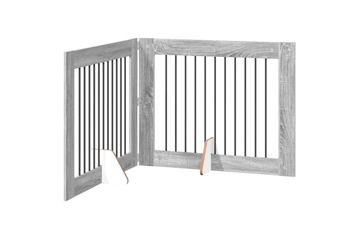Vidaxl Foldable Dog Gate With Stands 2 Pcs Grey Sonoma 2005 Cm
