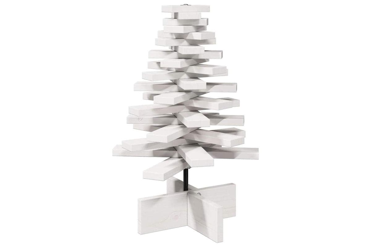 Vidaxl Wooden Christmas Tree For Decoration White 60cm Solid Wood Pine