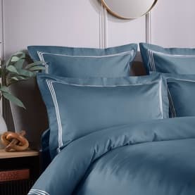 Triple Row Cord Oxford Pillowcase Teal/White