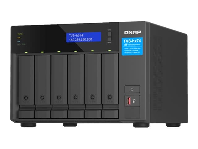QNAP - TVS-H674 - NAS server - 6 bays - SATA 6Gb/s - RAID JBOD, 0, 1, 5, 6, 10, 50, TM, RAID TP - RAM 32 GB - Gigabit Ethernet / 2.5 Gigabit Ethernet - iSCSI support