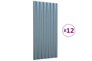 Vidaxl Roof Panels 12 Pcs Powder-coated Steel Grey 80x36 Cm
