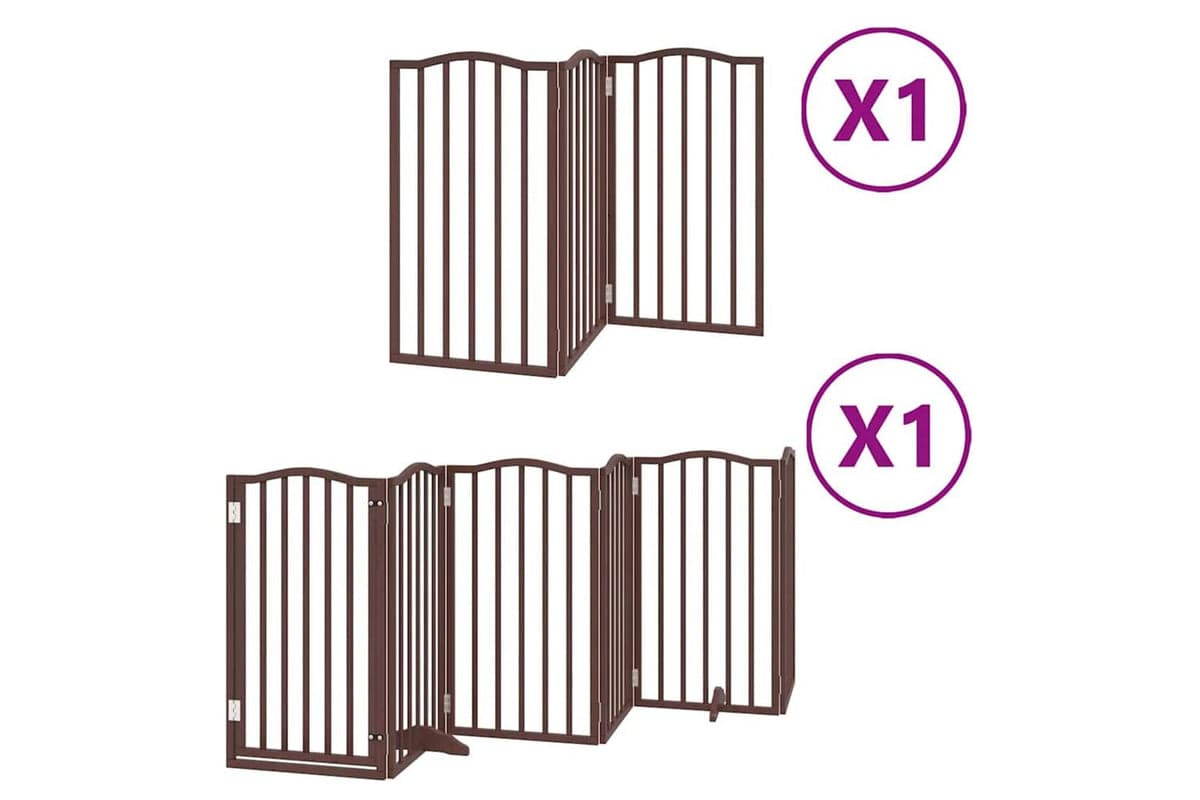 Vidaxl Dog Gate With Door Foldable 9 Panels Brown 450 Cm Poplar Wood