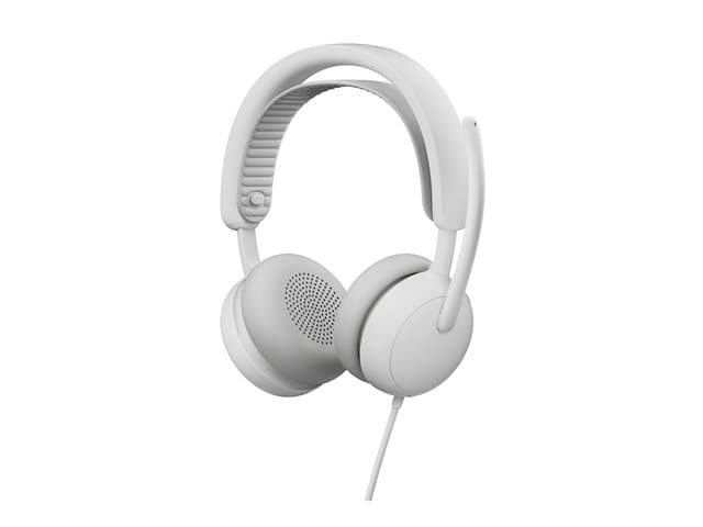 LOGITECH - Zone Wired 2 for Business - Headset - on-ear - wired - active noise cancelling - off-white - Certified for Microsoft Teams
