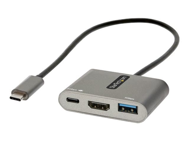 STARTECH.COM - Startech USB C Multiport Adapter, USB-C to HDMI 4K Video, 100W Power Delivery Passthrough Charging, 2-Port USB 3.0 Hub 5Gbps (1xType-C/1xA), USB-C Mini Dock, USB-C Travel Dock - Portable Laptop Docking Station - docking