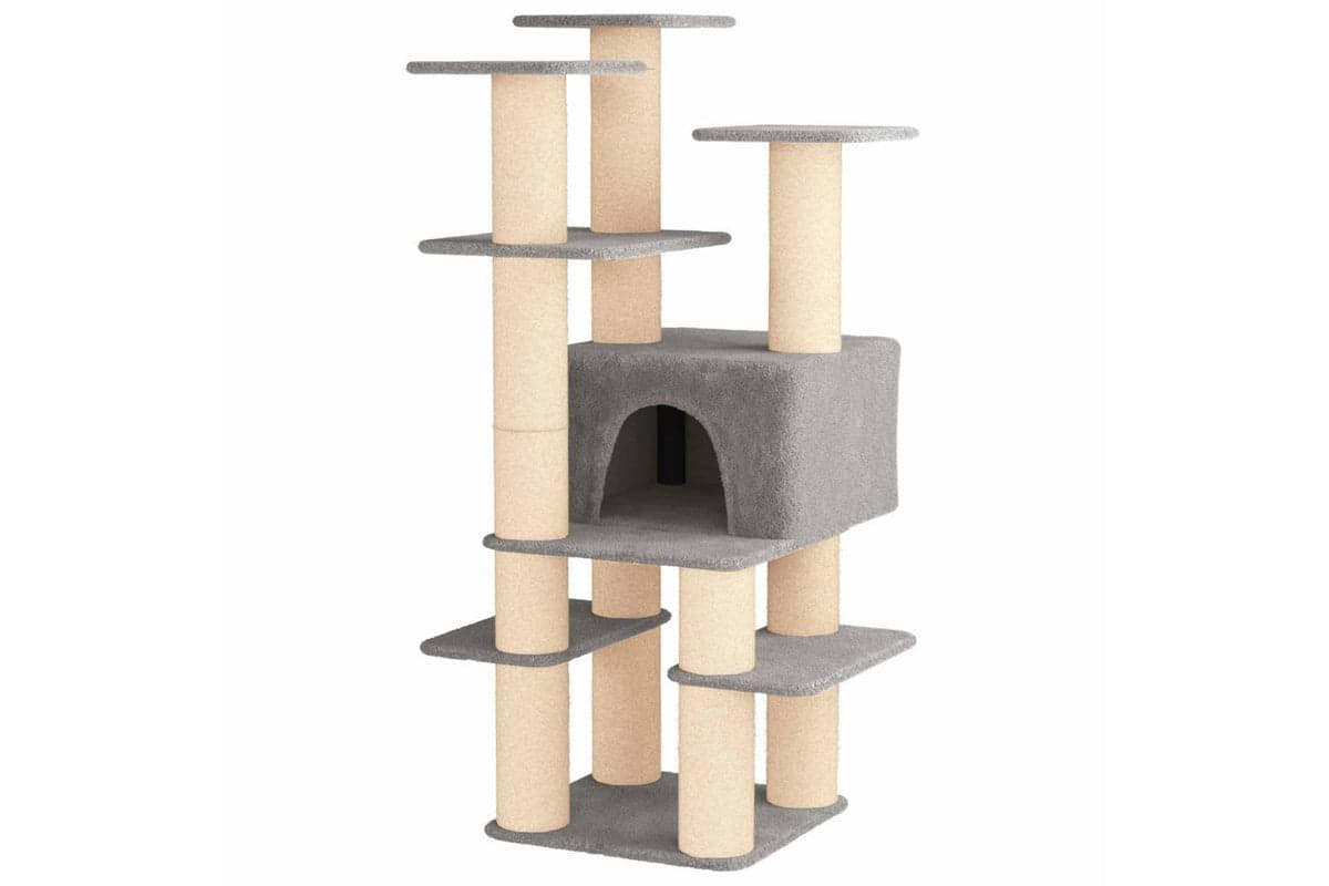 Vidaxl Cat Tree With Sisal Scratching Posts Light Grey 161 Cm