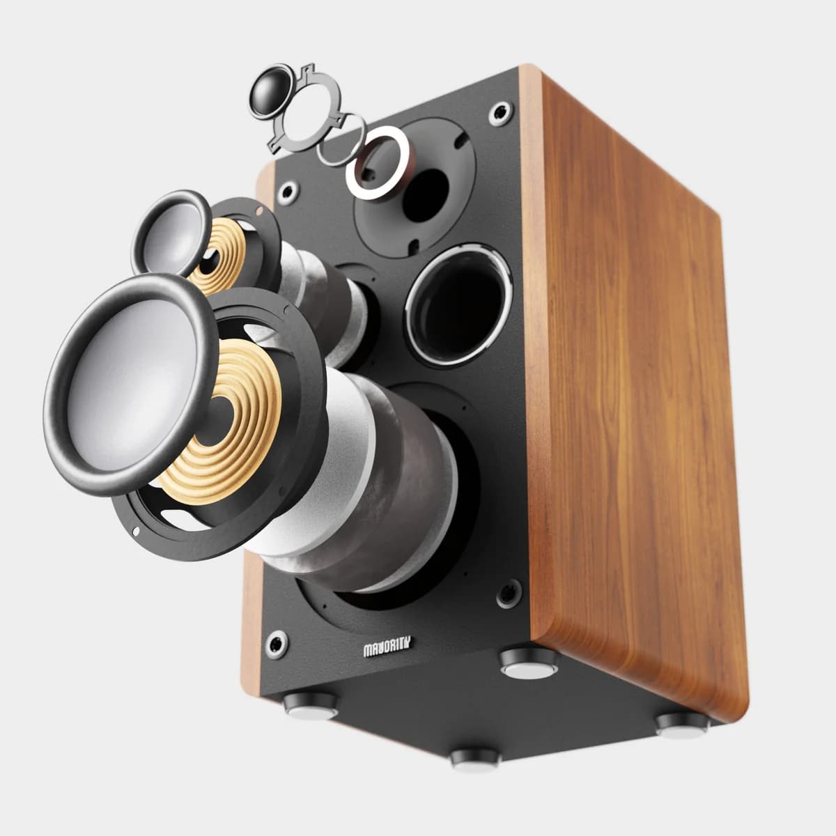 Majority D100 Powered Bookshelf Speakers, Wood | 1000002995