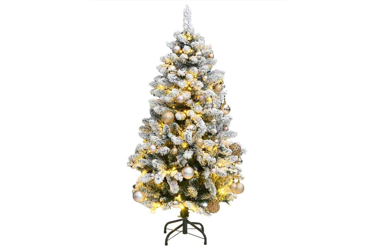 Vidaxl Artificial Hinged Christmas Tree 150 Leds Ball Set 150 Cm