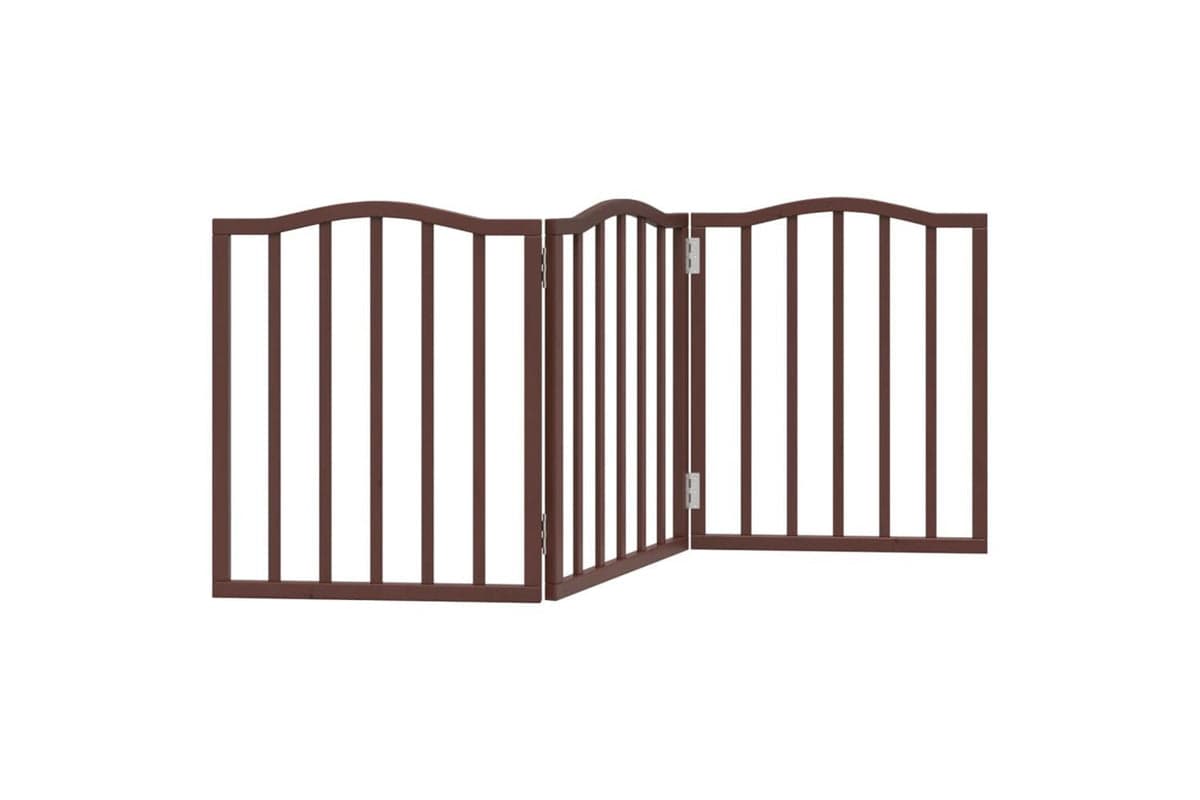 Vidaxl Dog Gate Foldable 3 Panels Brown Oak 150 Cmpoplar Wood