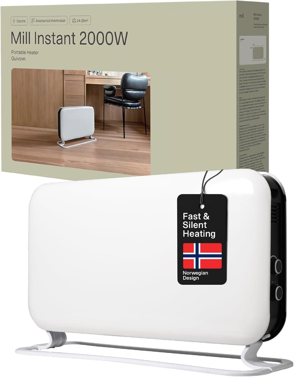Mill SG2000MEC Instant Portable Heater 2000W MEC – White