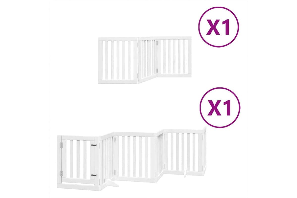 Vidaxl Dog Gate With Door Foldable 9 Panels White 450 Cm Poplar Wood